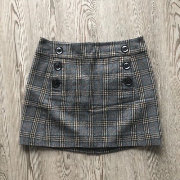 NWOT GAP Wool Gray Plaid Lined Skirt, 2 - Picture 1 of 3